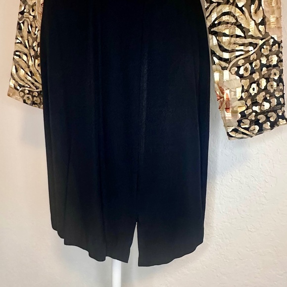 Vintage Metallic Gold Floral Bodice Dress, Size 10 - Picture 3 of 14